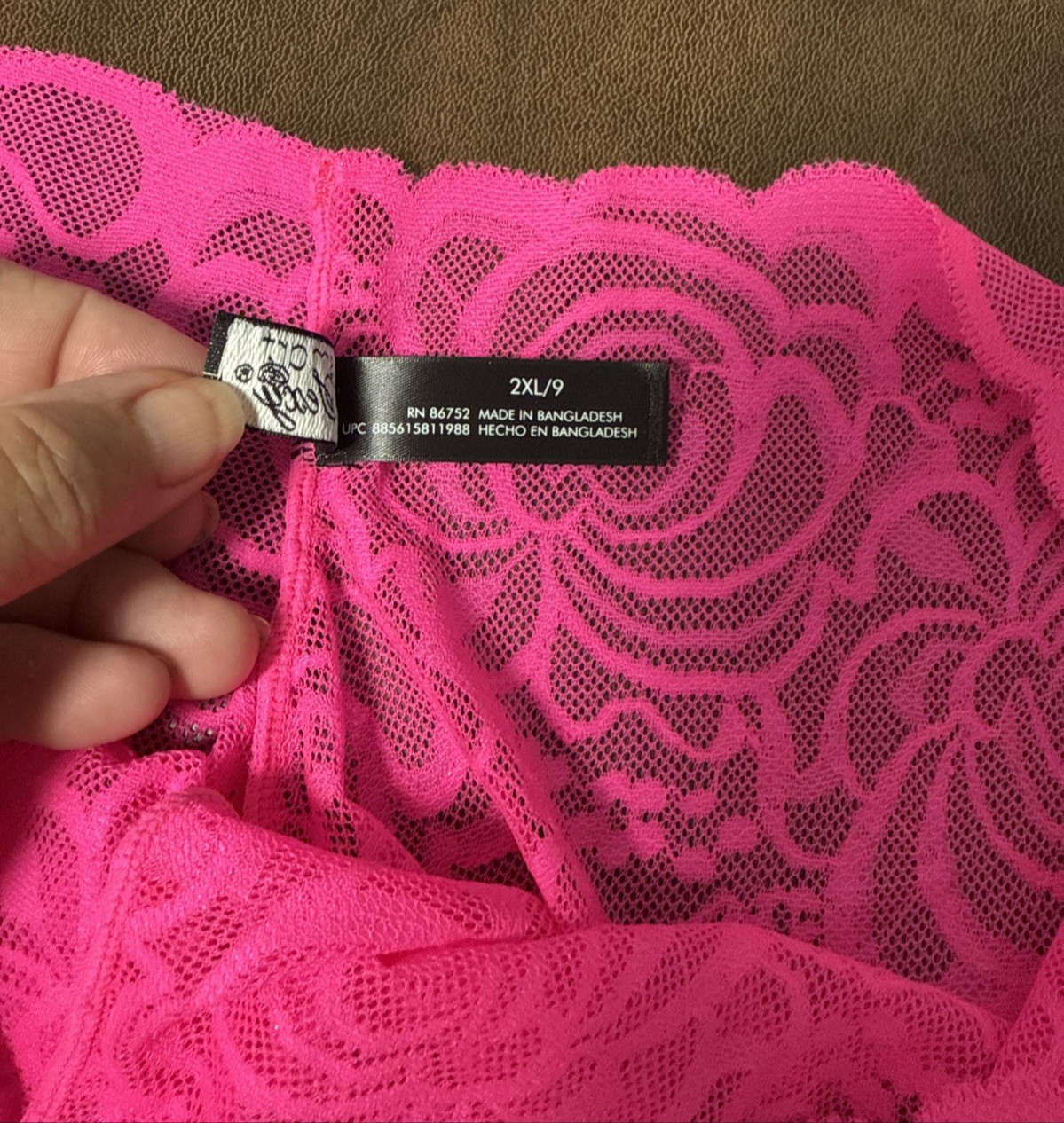 Vintage Smart Sexy Neon Pink Stretch Sheer Floral Lace Bikini Panties Sz 2XL / 9