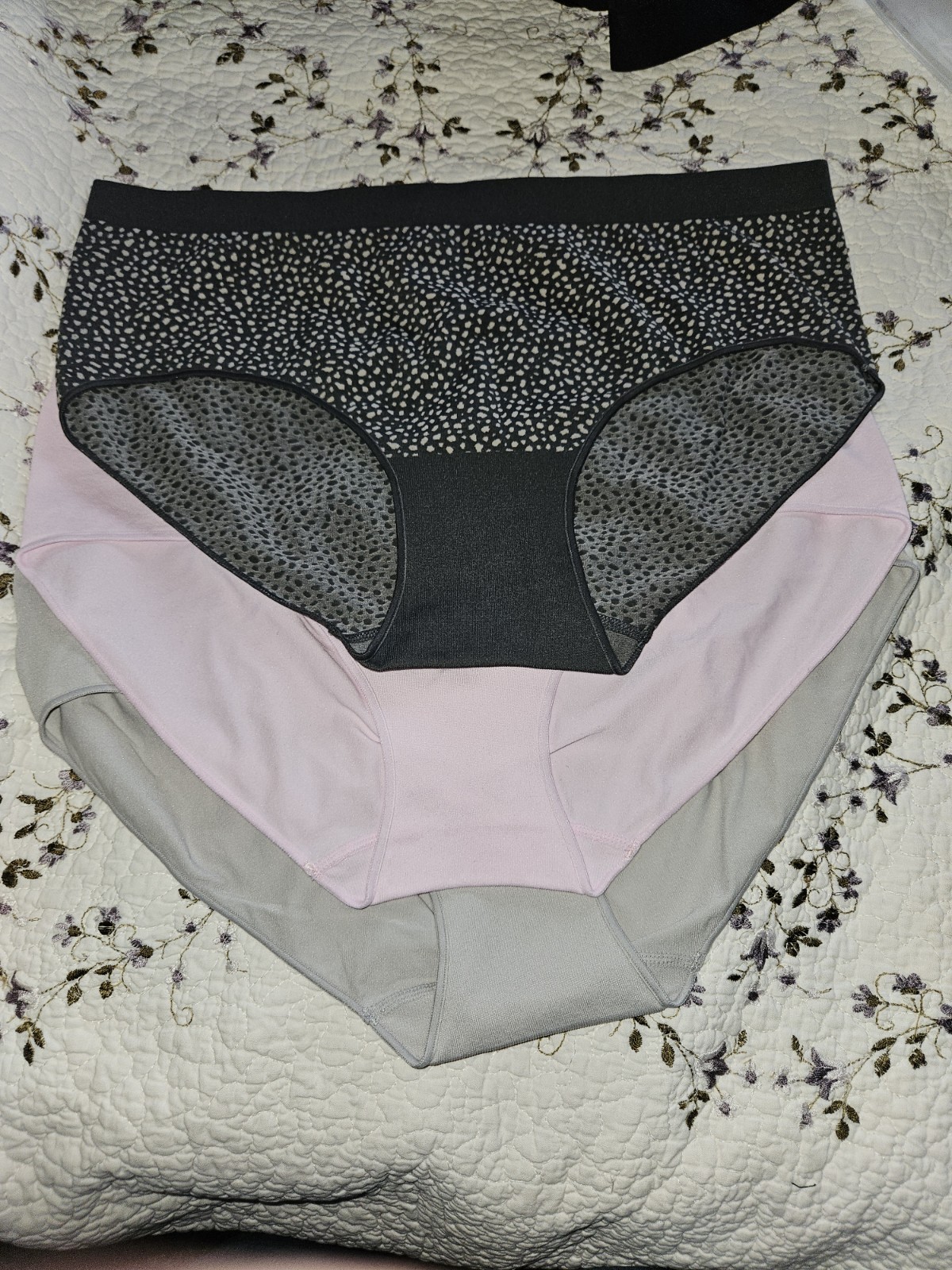 Auden Women’s Brief Panties XXL 3 Pack Gray Pink Animal Print Nylon Blend
