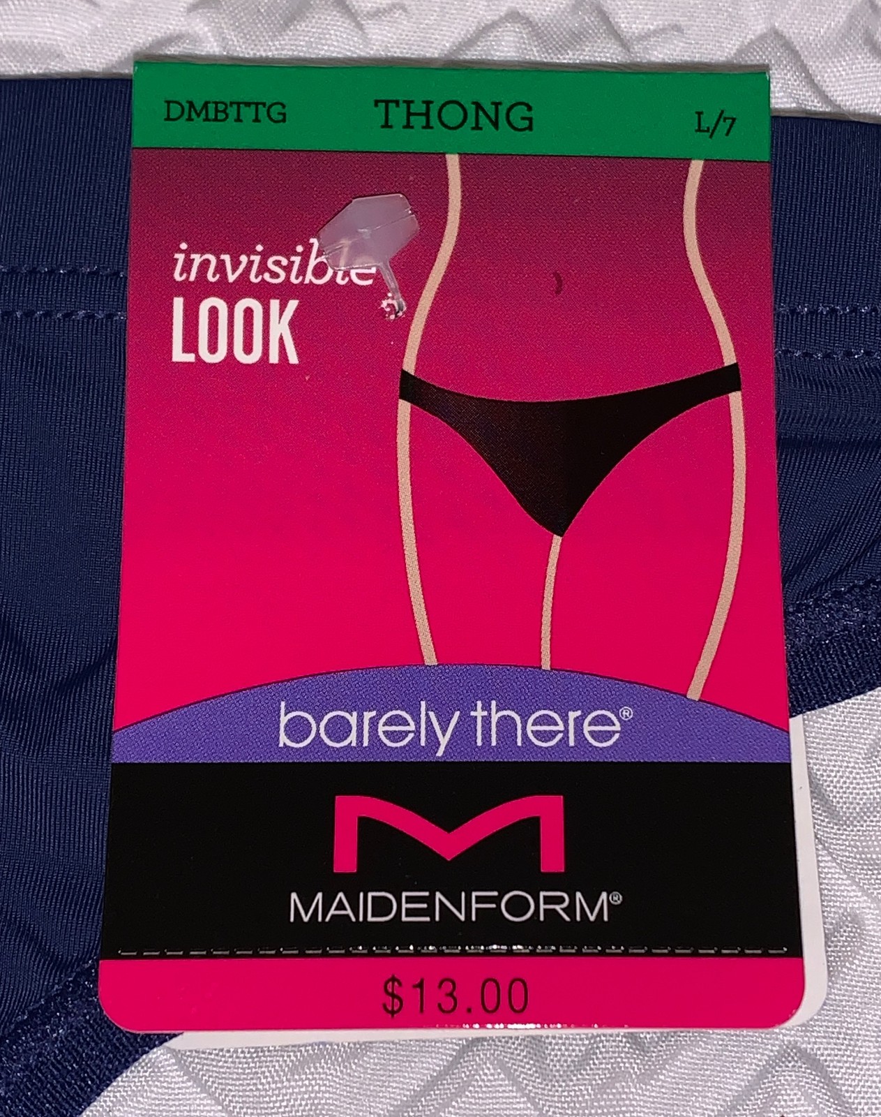 MAIDENFORM Barely There Invisible Navy Eclipse Thong Panty Womens S M L XL 2XL
