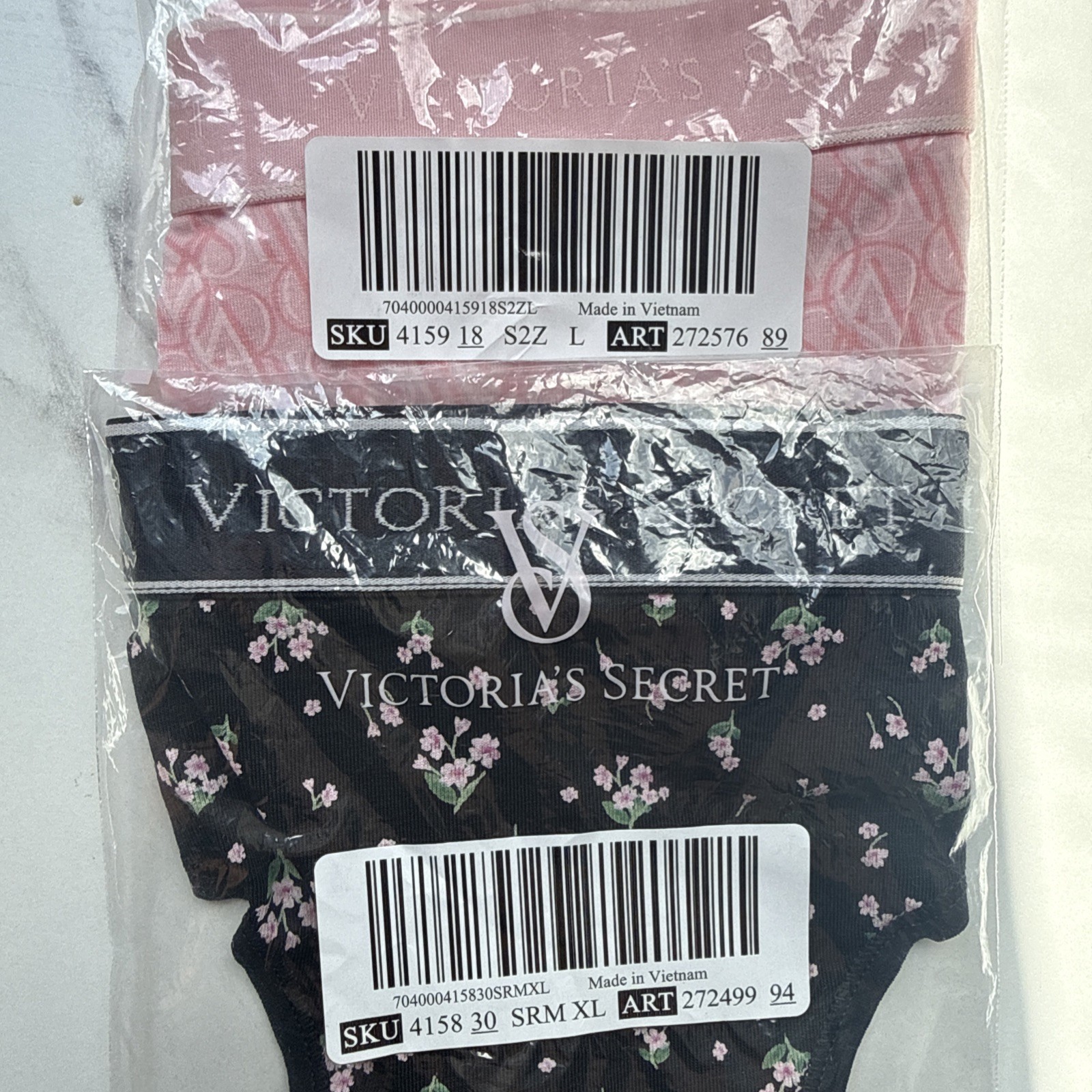 Victoria’s Secret 2 / COTTON Logo Cotton Thong Panty Size Large, & X-Large NWT