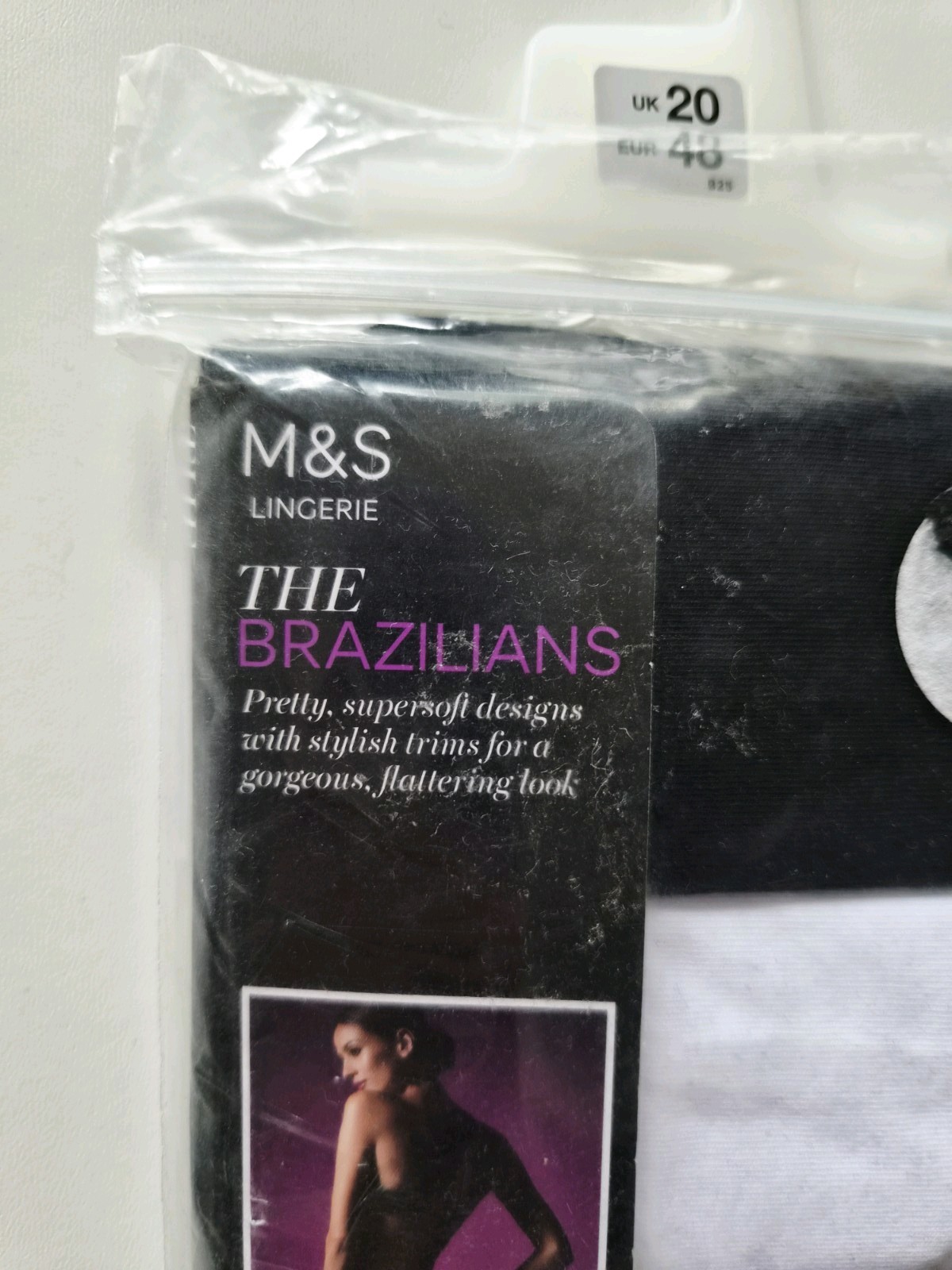 M&S SIZE 20 BRAZILIANS KNICKERS 3 PAIRS NEW BLACK WHITE MARKS AND SPENCER