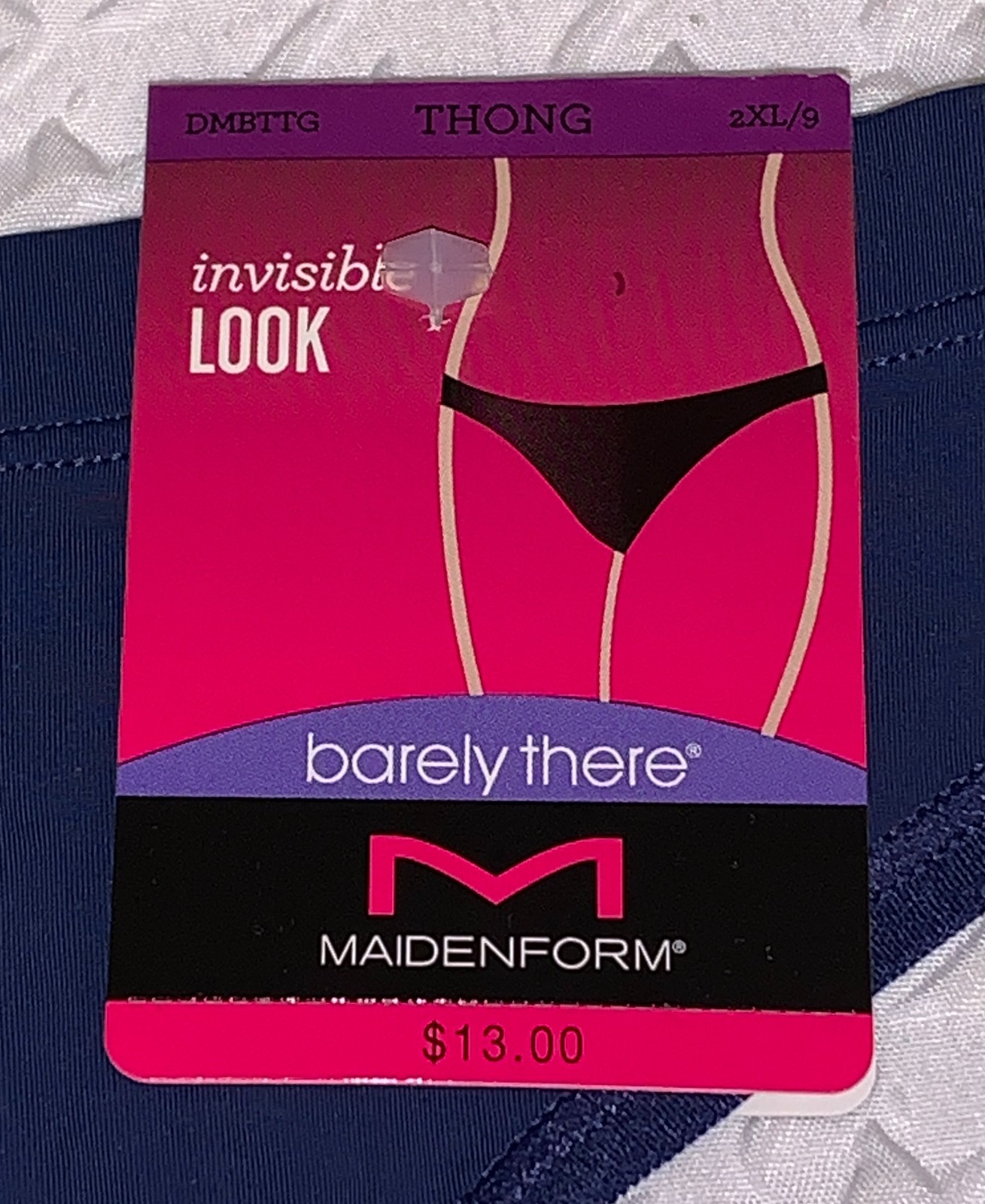 MAIDENFORM Barely There Invisible Navy Eclipse Thong Panty Womens S M L XL 2XL