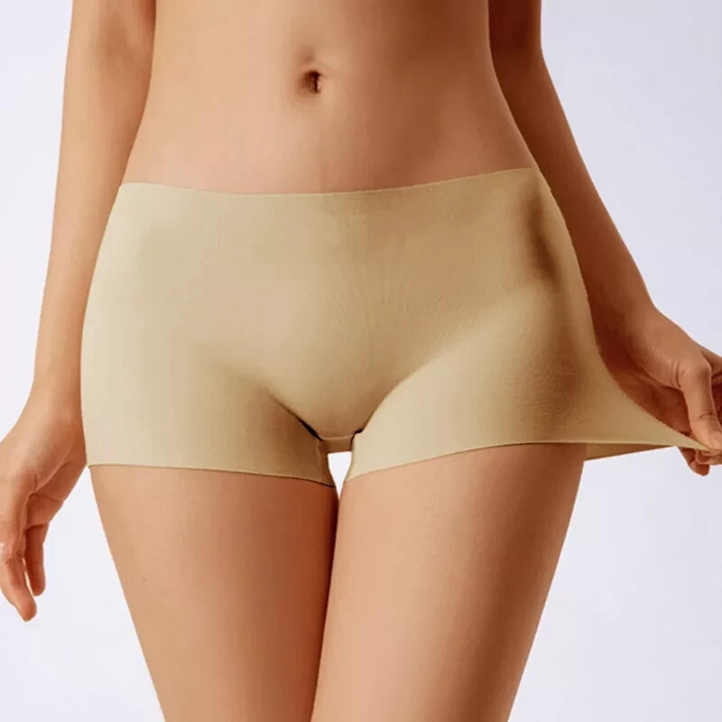Ladies Boxer Panties Ice Silk Seamless Mid Waist Briefs Knickers Shorts 3 Pack