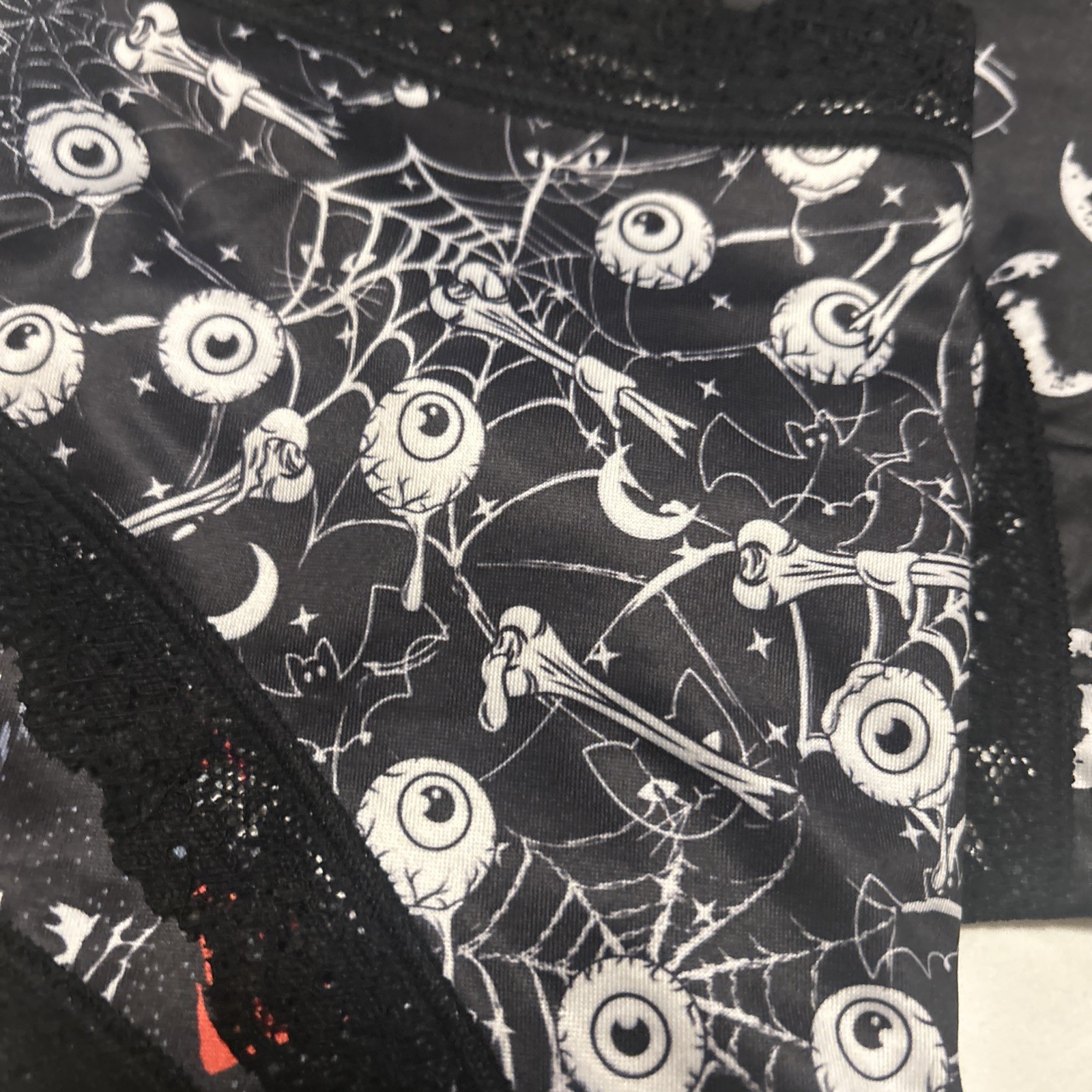 Morvia 3pk lace trim goth Emo panties S skulls Eyeballs Bones Moons Teeth New