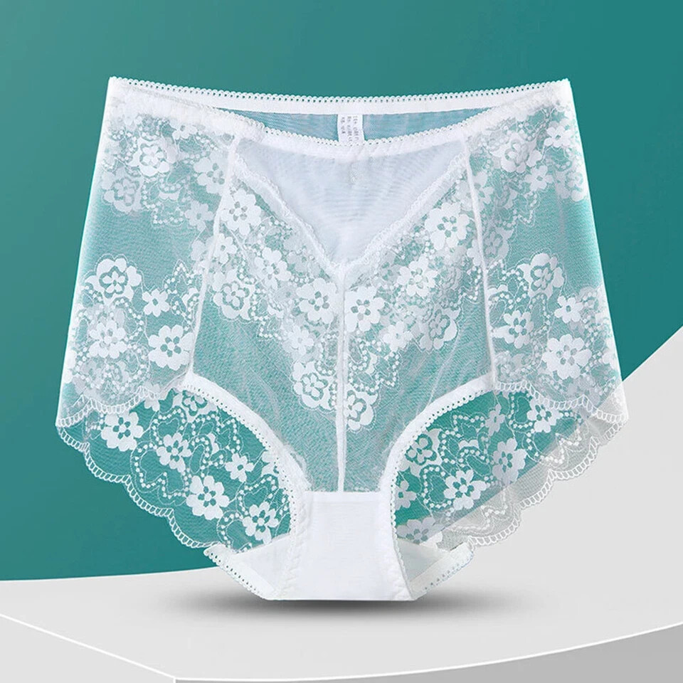 2 Pack High Waist Briefs Tummy Control Girdles Lace Shaper Panties M-3XL