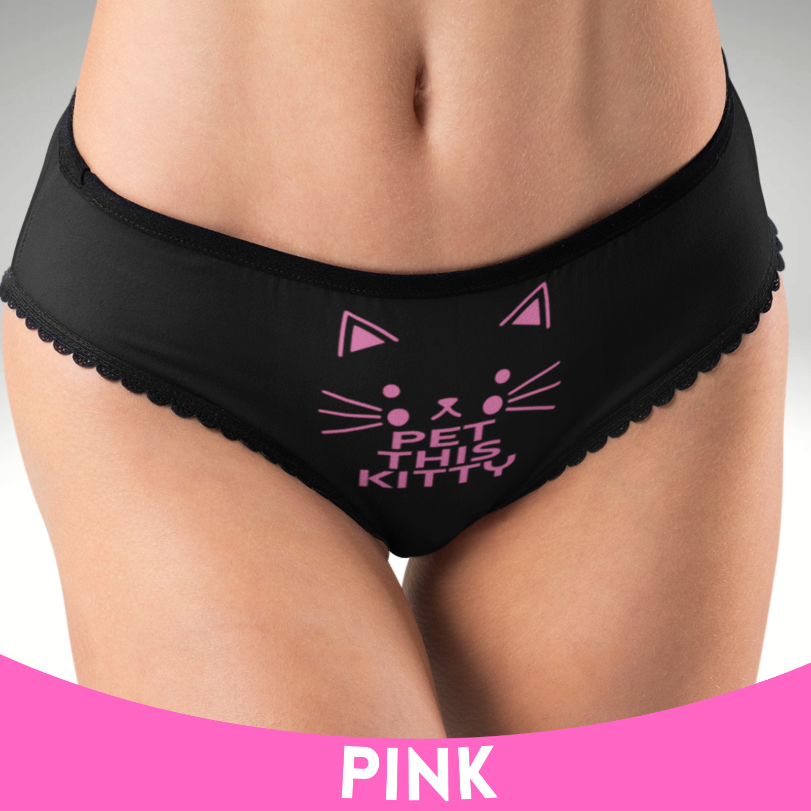 Pet This Kitty Hipster Panties Cute Cat Graphic Flirty Cotton Underwear