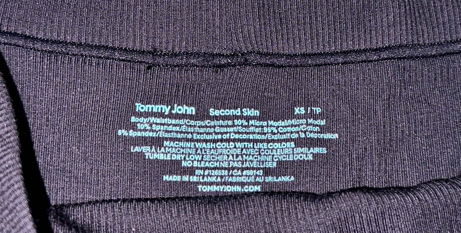 TOMMY JOHN Second Skin Micro Rib Black Cheeky Bikini Panty Womens Sz XS 4 2XL 9