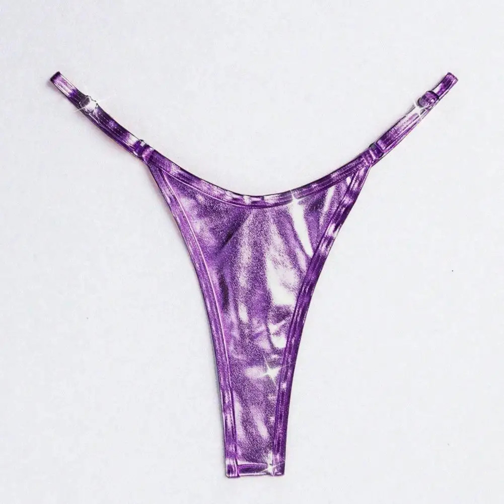 Glossy G String Panties Low Waist Adjustable Strap Thong Briefs Women Swim