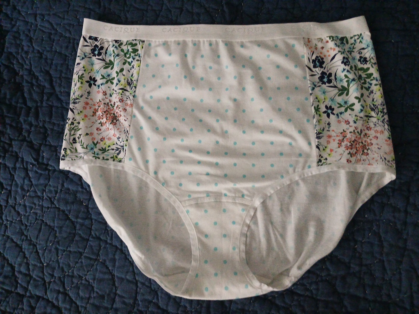 NWOT Cacique Cotton Sz18/20 High Waist Brief Multicolor Polka Dot Floral Panty