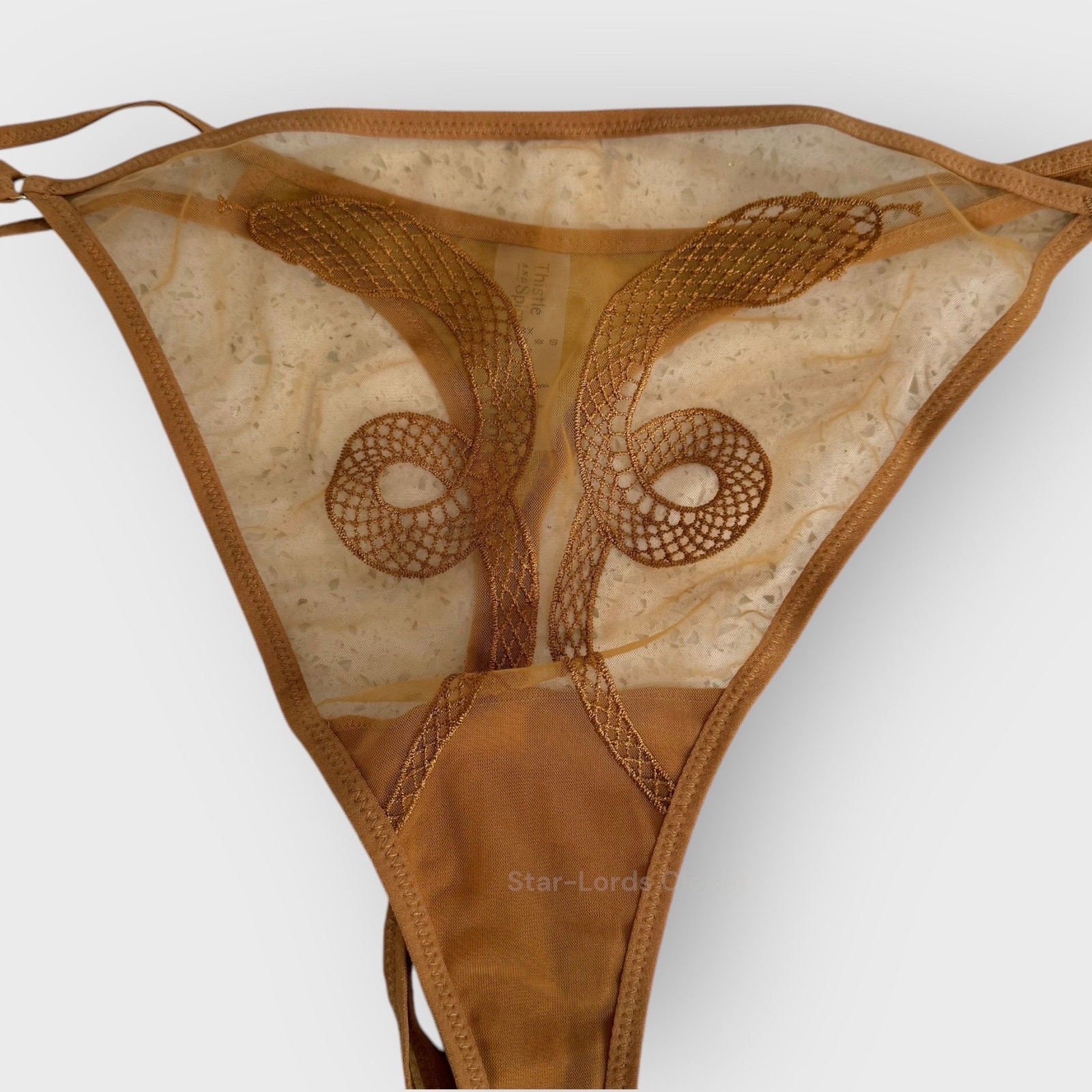 Thistle & Spire Medusa Thong Liquid Gold Plus Size 3X Embroidered Sexy Lingerie