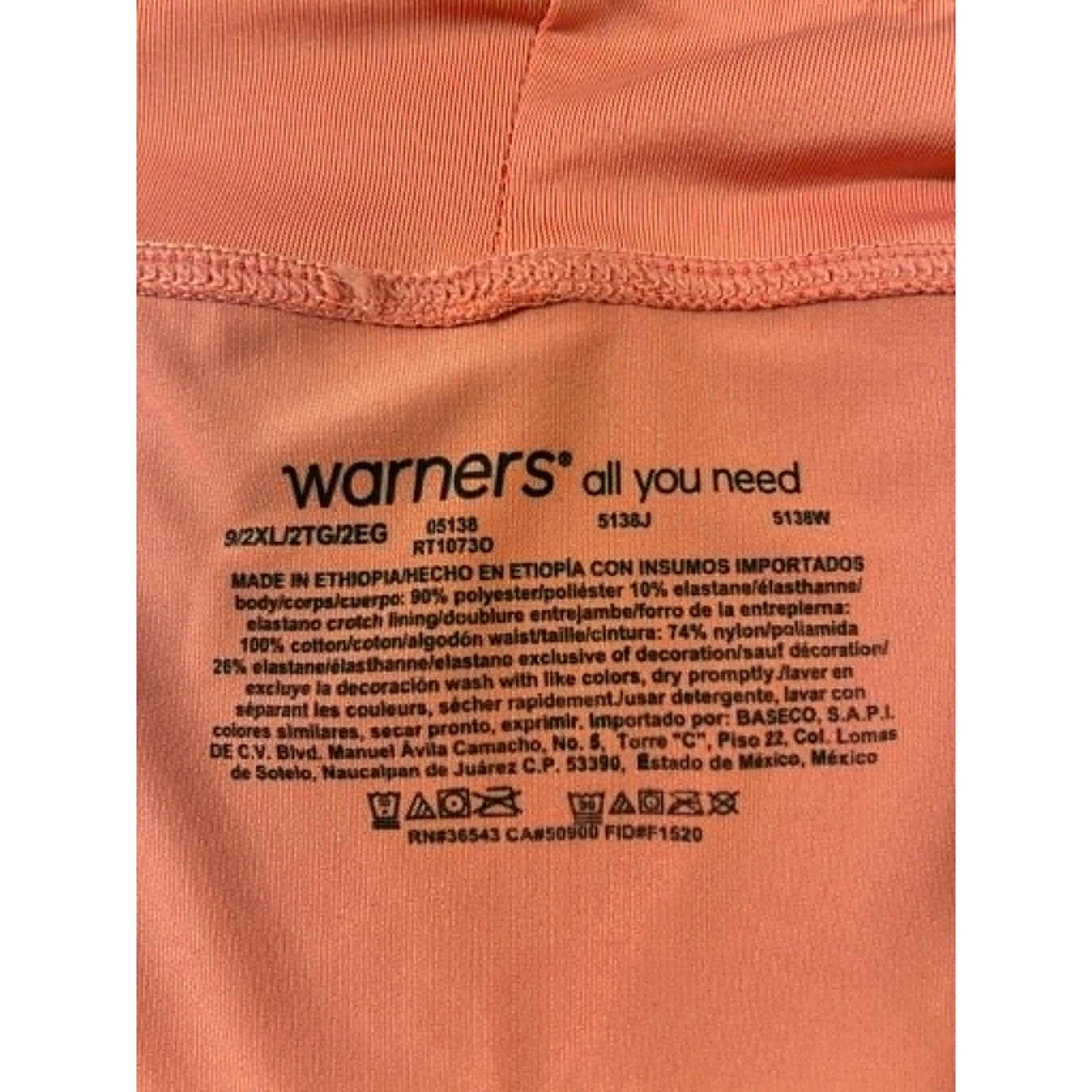 Warners All You Need Hi-Cut Briefs 3 Coral Pink Size 2XL Panties NWT