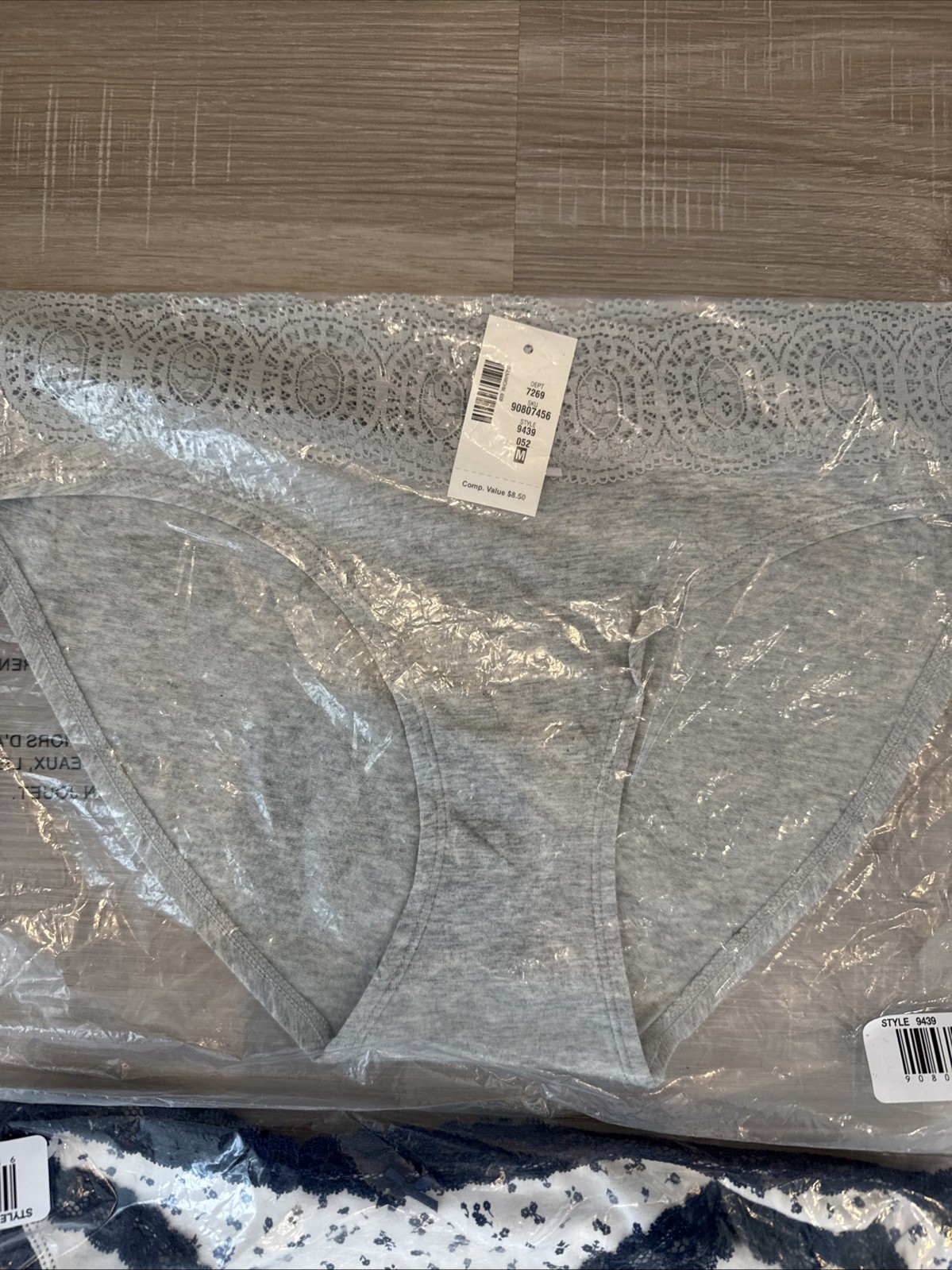 NWT AEROPOSTALE Lot of 3 LACE TRIMMED Bikini Hipster THONG Gray Blue Medium