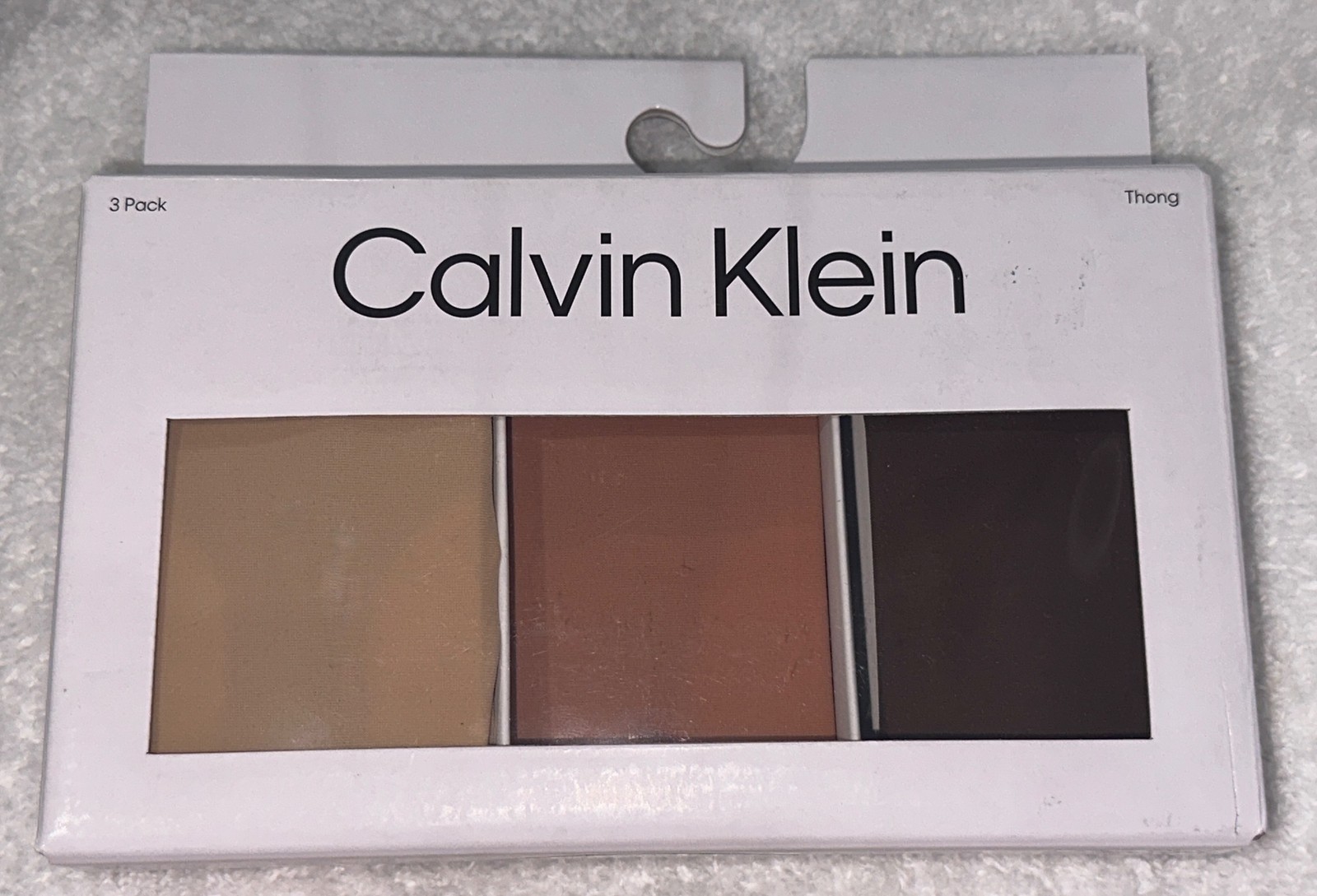 CALVIN KLEIN Invisibles Nude Caramel Dark Brown 3 pk Thong Panty Womens XS L XL