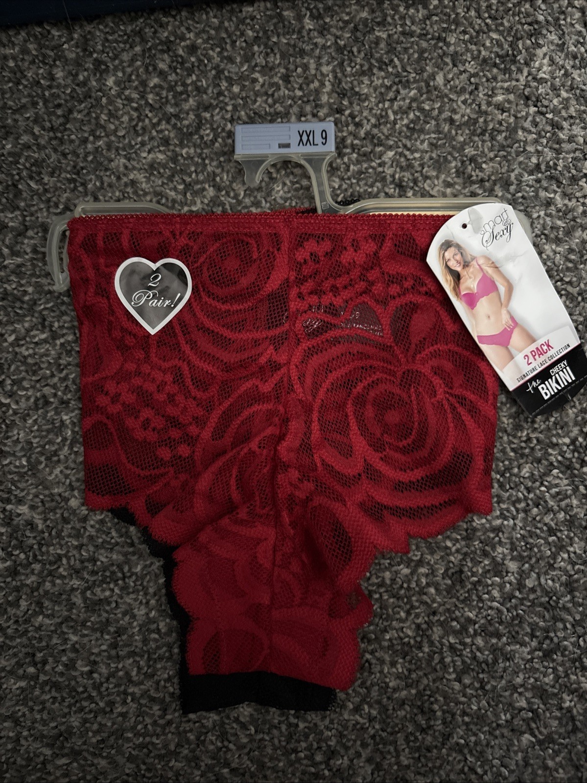Smart and Sexy Lace Cheeky Panty – 2 Pack Red/Black. 2XL. NWT.
