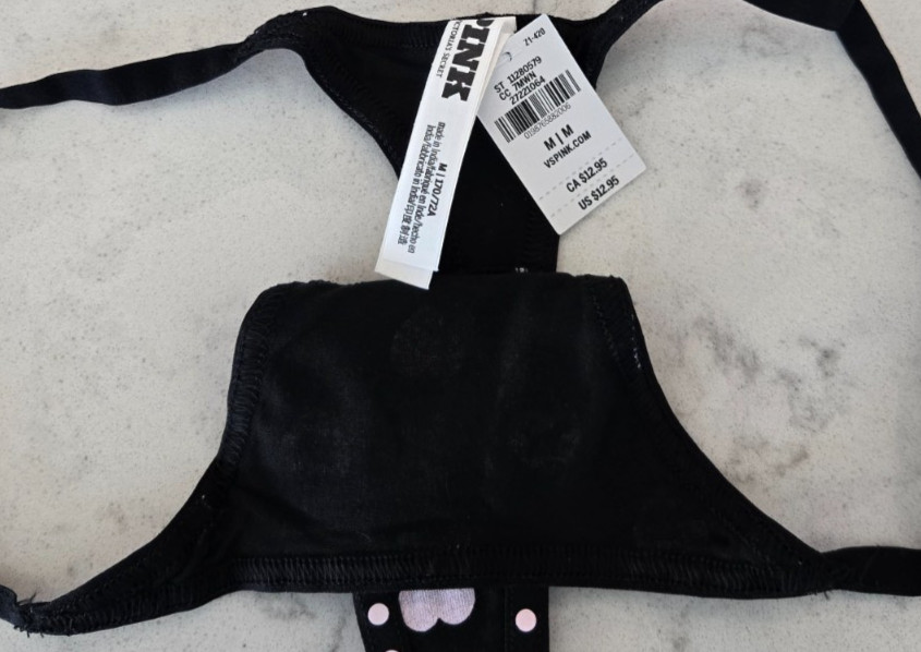 Victoria’s Secret PINK Cotton Micro Thong – M – VS Black Panty NWT