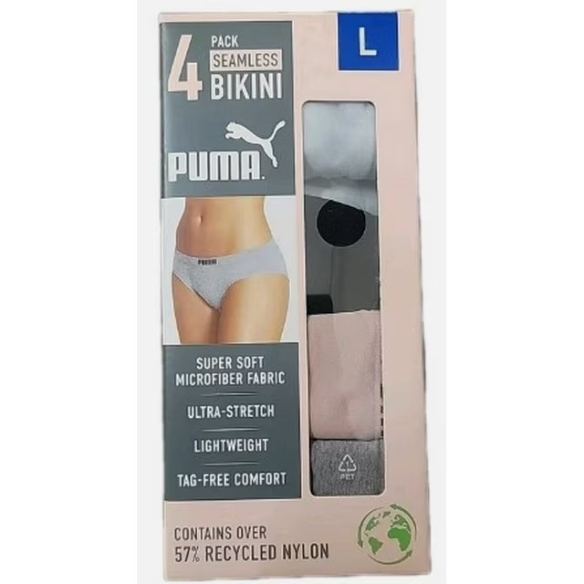Women’s Puma 4 Pack Multicolor Seamless Bikini Underwear, 1801466 Multi Sizes