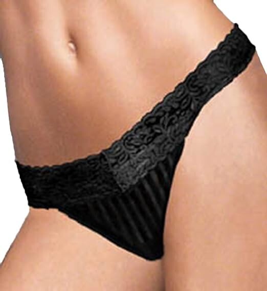 Maidenform Black Thong Panties One Size Sexy Sheer Floral Lace Waist NWT