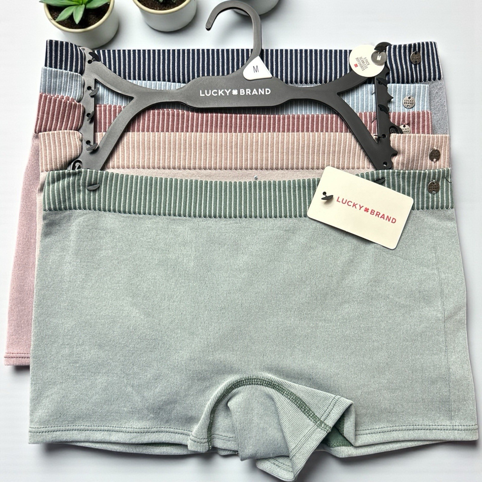 LUCKY BRAND~5 PCK SEAMLESS BOYSHORTS~MULTICOLOR~REGULAR ~ALL SIZES~GREAT FIT!