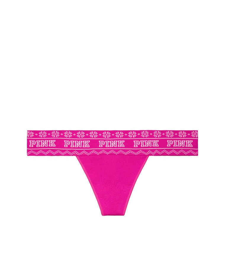 Victoria’s Secret PINK Seamless Thong Panty Snowflakes Pink