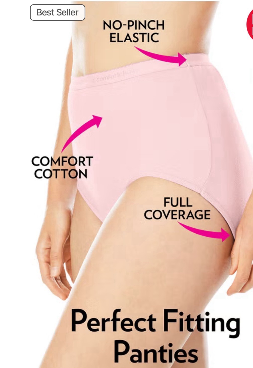 Catherine’s Full Coverage Stretch Cotton Brief 5-Pack Size 10 Tulip Color