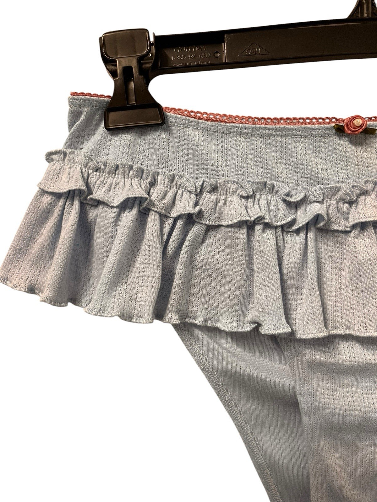 NWT Anthropologie Lyrebird Pointelle Ruffle Bikini Briefs Women’s S Blue Rosette