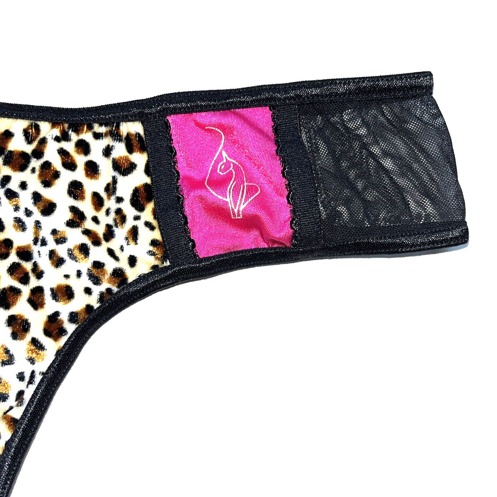 Baby Phat Leopard Print and Mesh Thong Size Medium Vintage Y2K