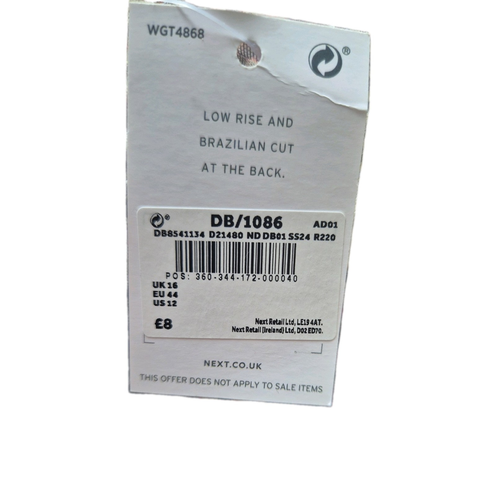 Next Size 16 Low Rise Brazilian Knickers Panties Brand New With Tags