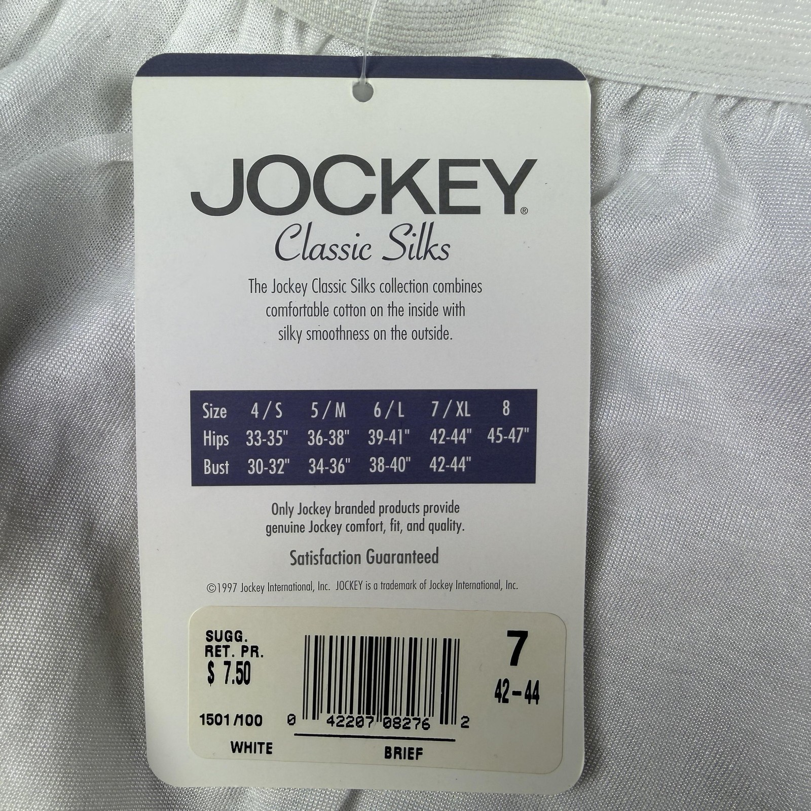 Vintage Jockey For Her Brief Panties Womens 7 White Classic Silks USA Cotton
