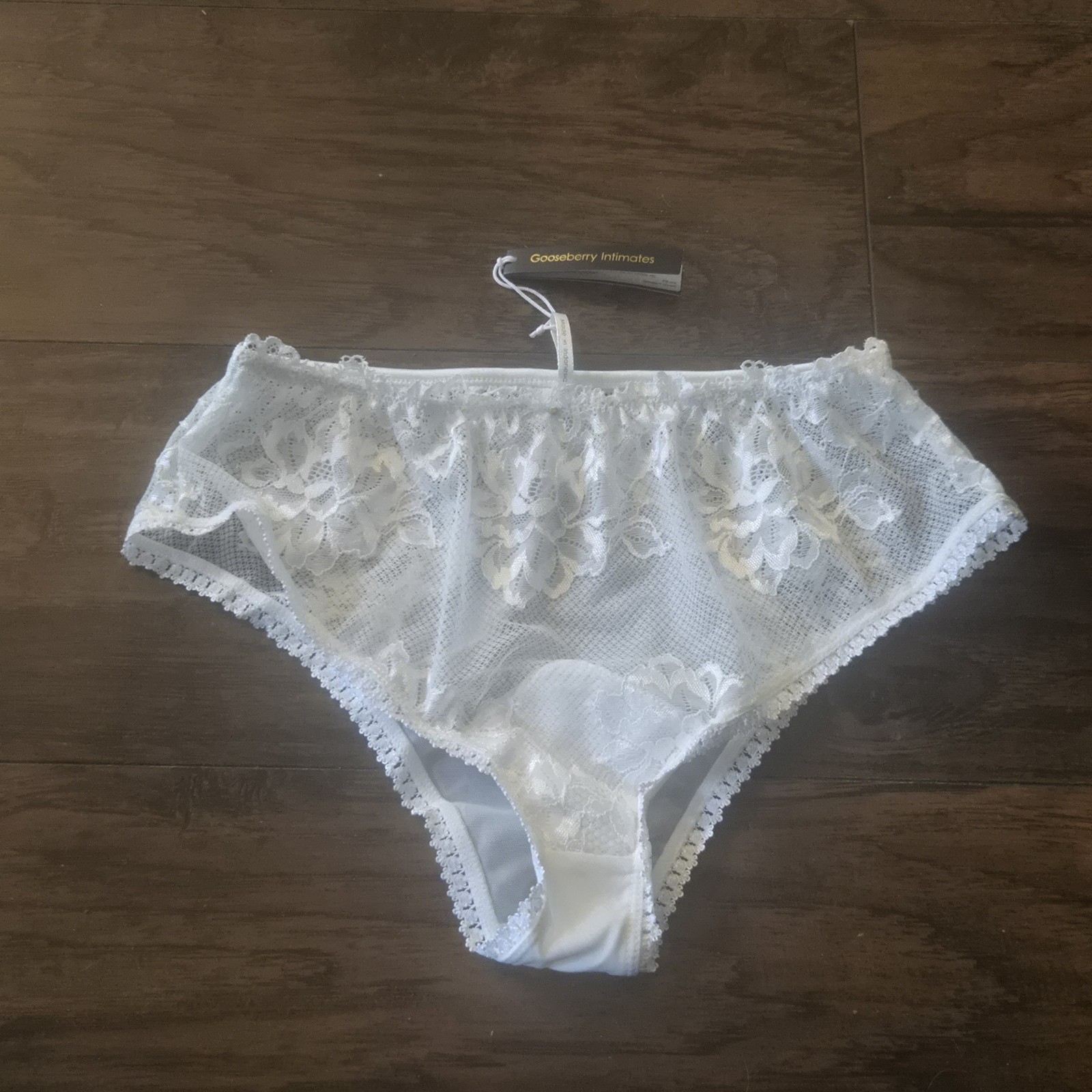 New Gooseberry Intimates Panties Underwear Bridal White Lace Size M Coquette