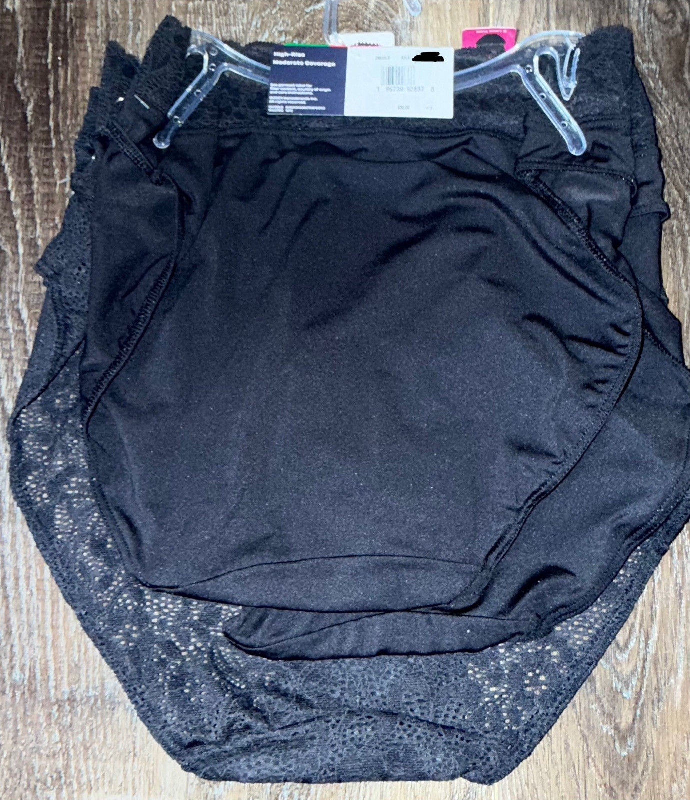 Maidenform ~ 3-Pair Women’s High Leg Underwear Nylon Blend Lace Black ~ 2XL