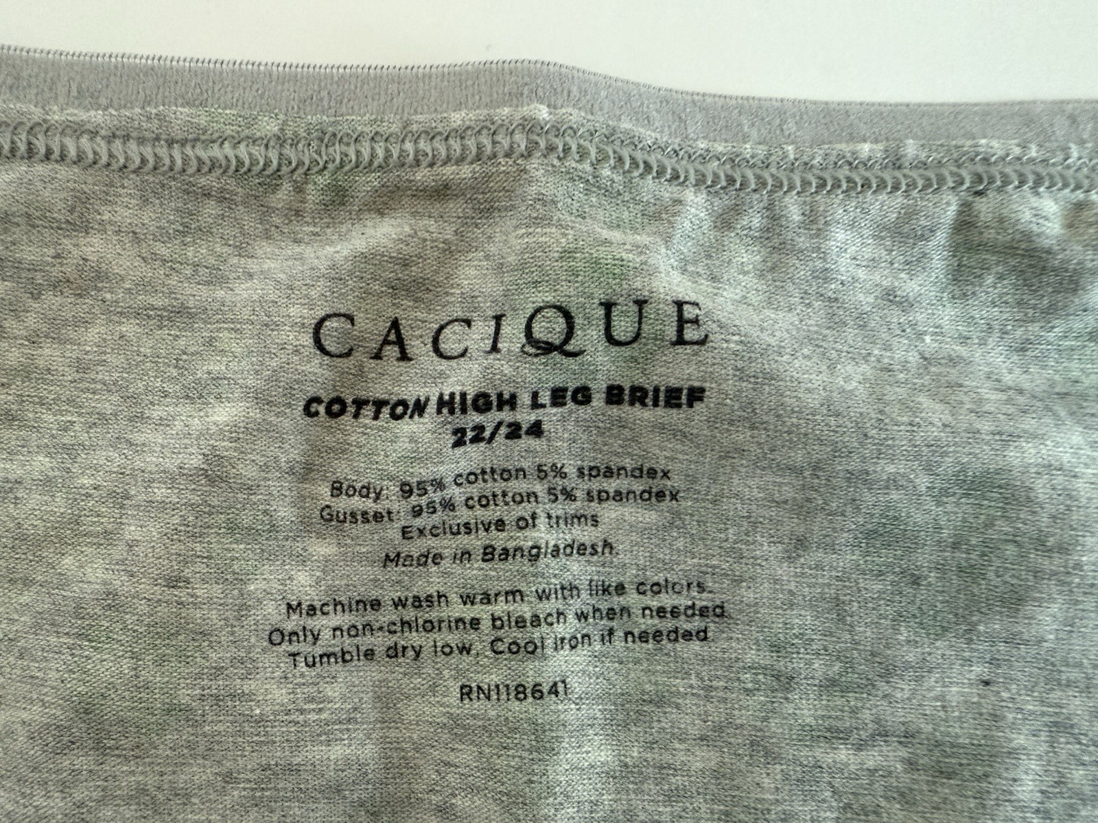 Lane Bryant Cacique 22/24 Gray Green Shamrock Cotton High Leg Brief Underwear