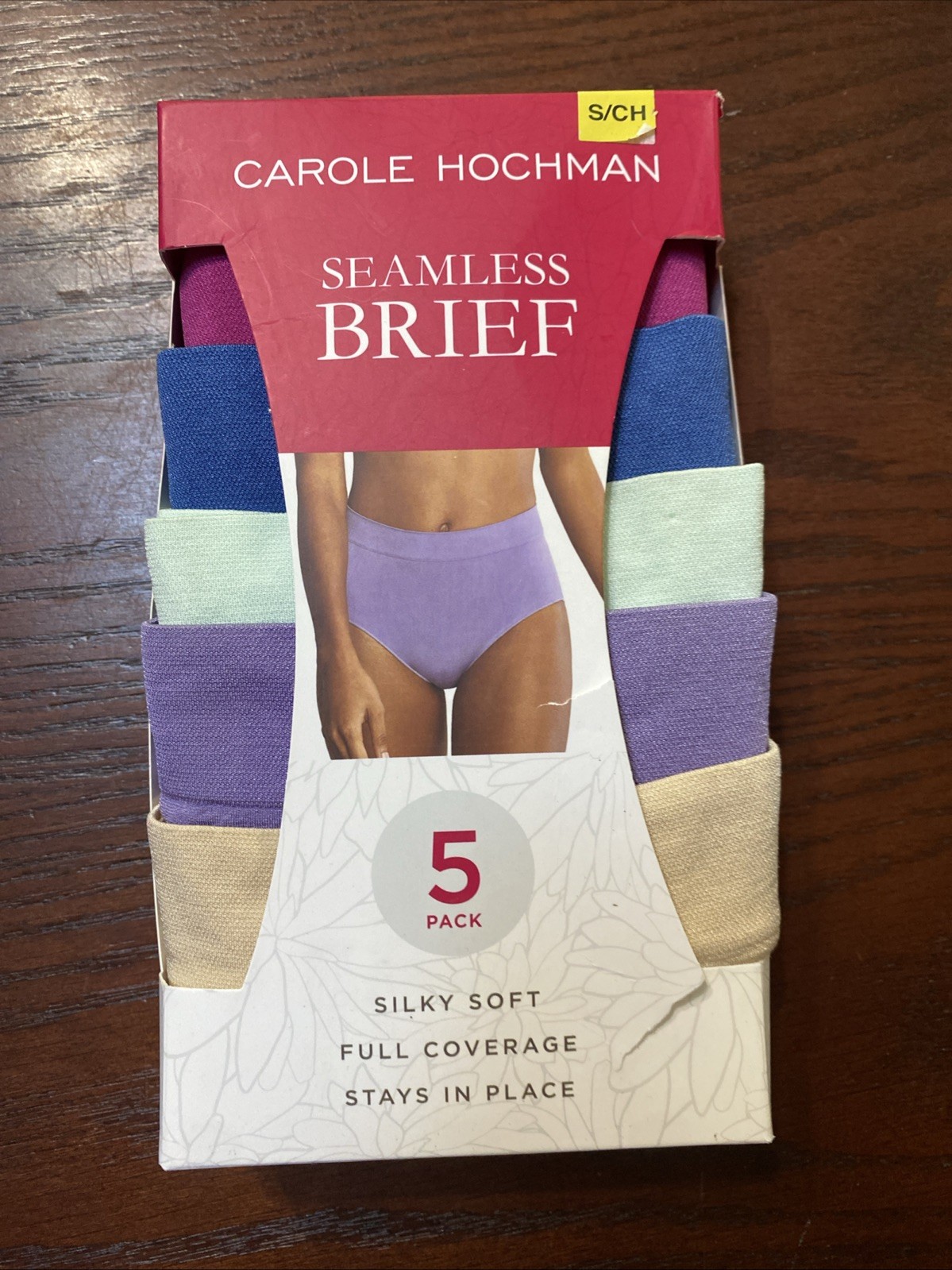 NWT CAROLE HOCHMAN 5 PK MULTI COLORED SILKY SOFT FULL COVERAGE BRIEFS SZ S #309C