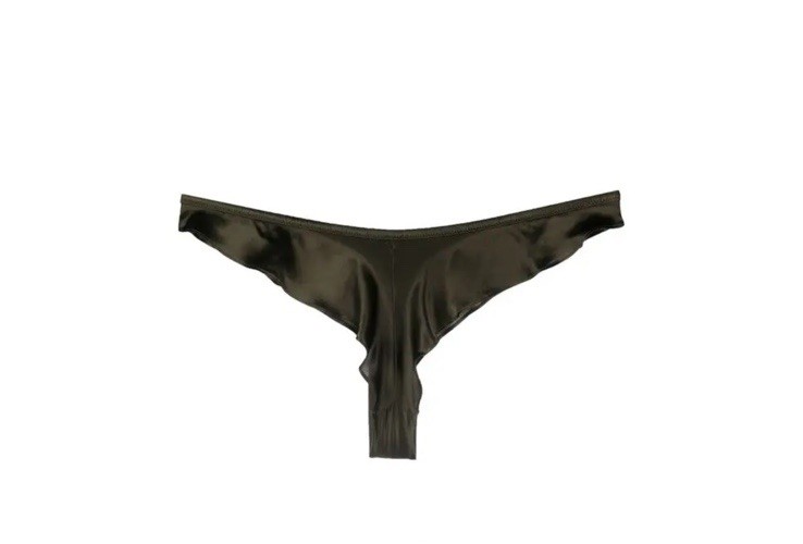 MAISON CLOSE Flared Satin-Finish Briefs XS NWT Khaki Green