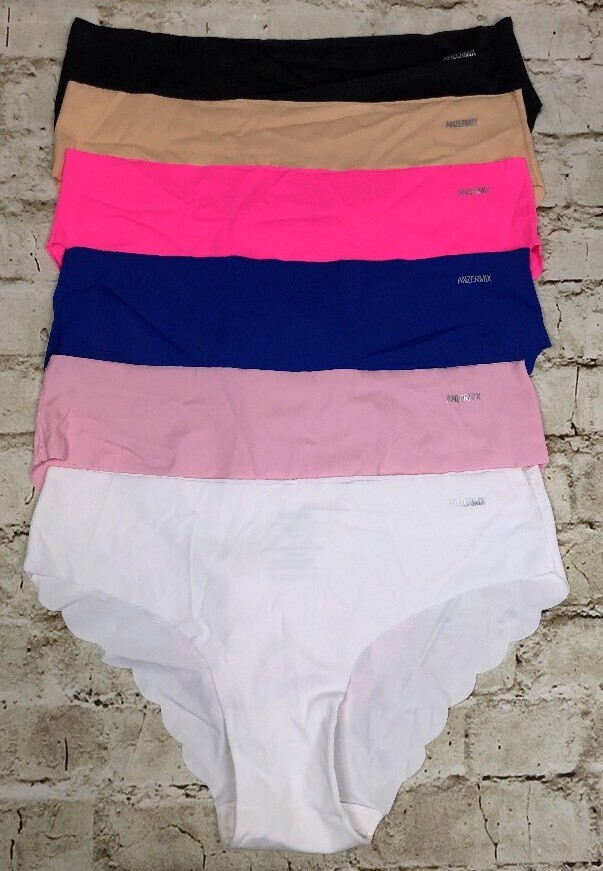 ANZERMIX Seamless Smooth Brief Wave Edge Panties Underwear 2 Pack 6 Women Size L