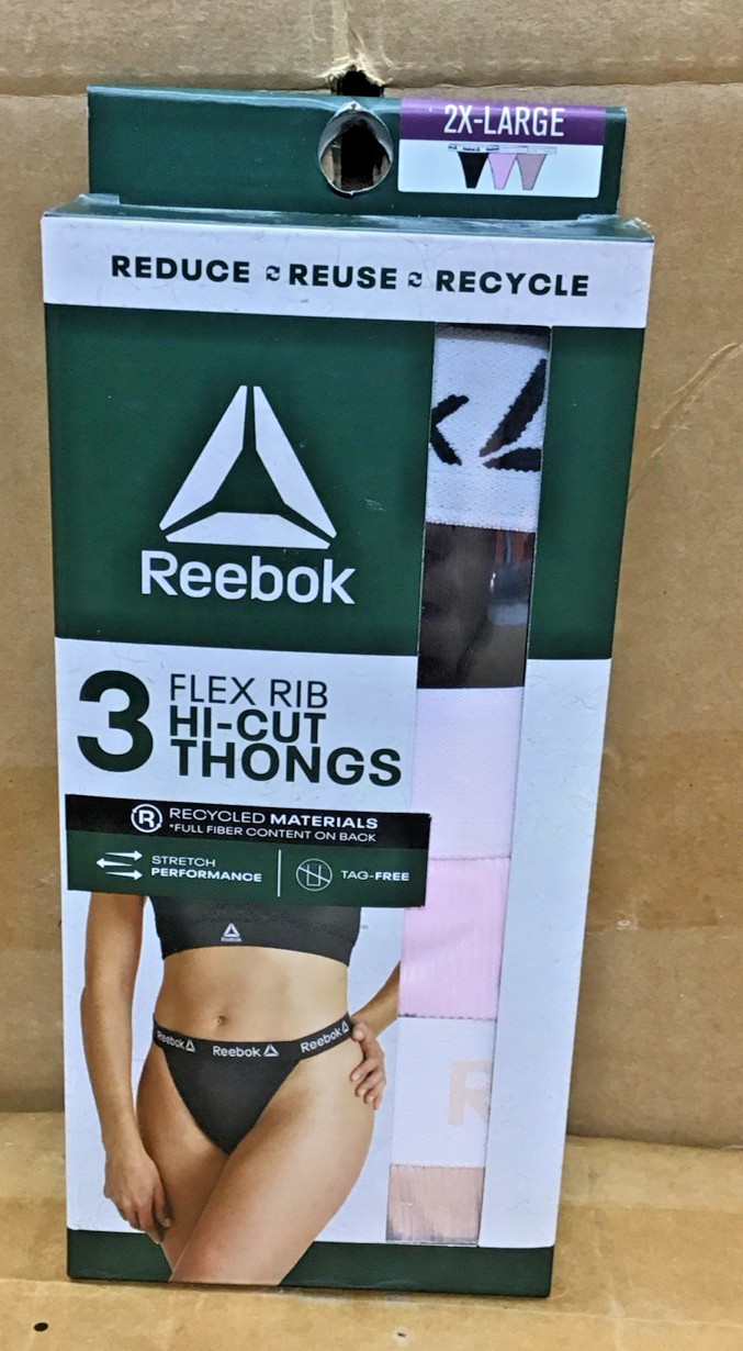 Reebok Flex Rib Hi-Cut Thongs Stretch Performance Tag Free Multicolor 2XL F21