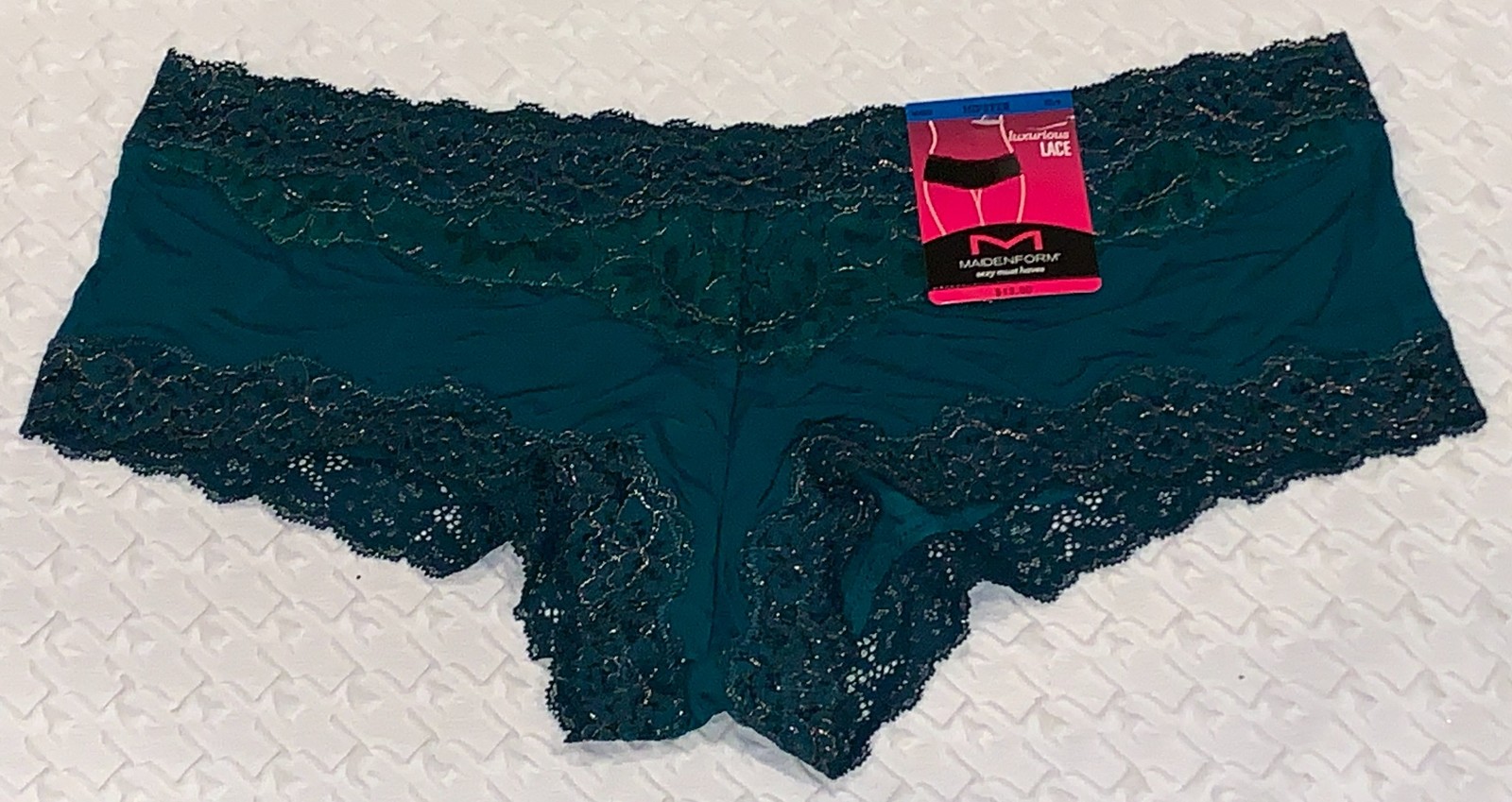 MAIDENFORM Sexy Must Haves Luxurious Lace Teal Cheeky Hipster Panty Womens XL 8