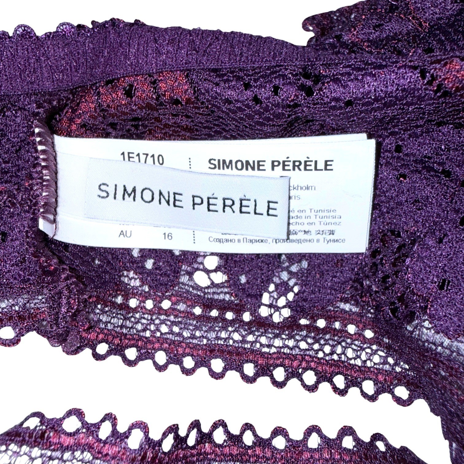 Simone Perele Womens Size 4 Purple Lace Thong NWT