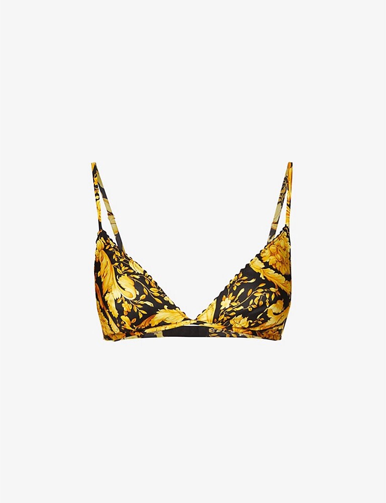VERSACE Barocco graphic-print silk bralette Size IT 1 (XS)