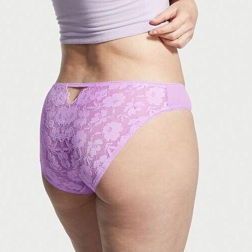 XXL Lilac LT Purple Victorias Secret FULL Back Floral Lace Keyhole Bikini Panty