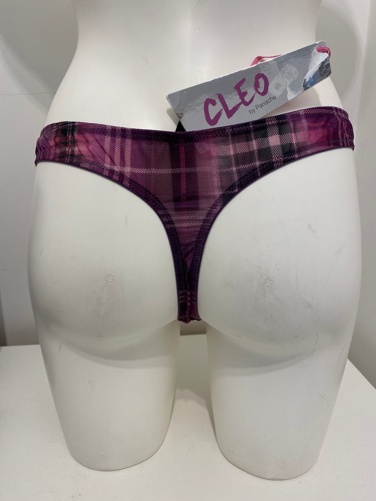 Cleo By Panache Sadie Purple Thong Knickers Pants Style 5899 Check Gingham Sexy
