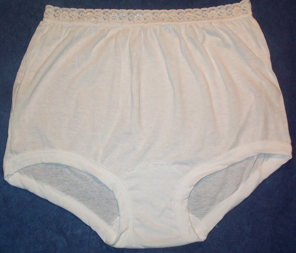 3 Pair Size 14 White 100% COTTON Elastic LACE Band LEG PANTY USA Made Close Out