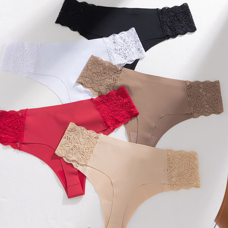 5 Pack Lot Sexy Womens Lace Panties Briefs Thongs Low Waist Lingeries Underwear