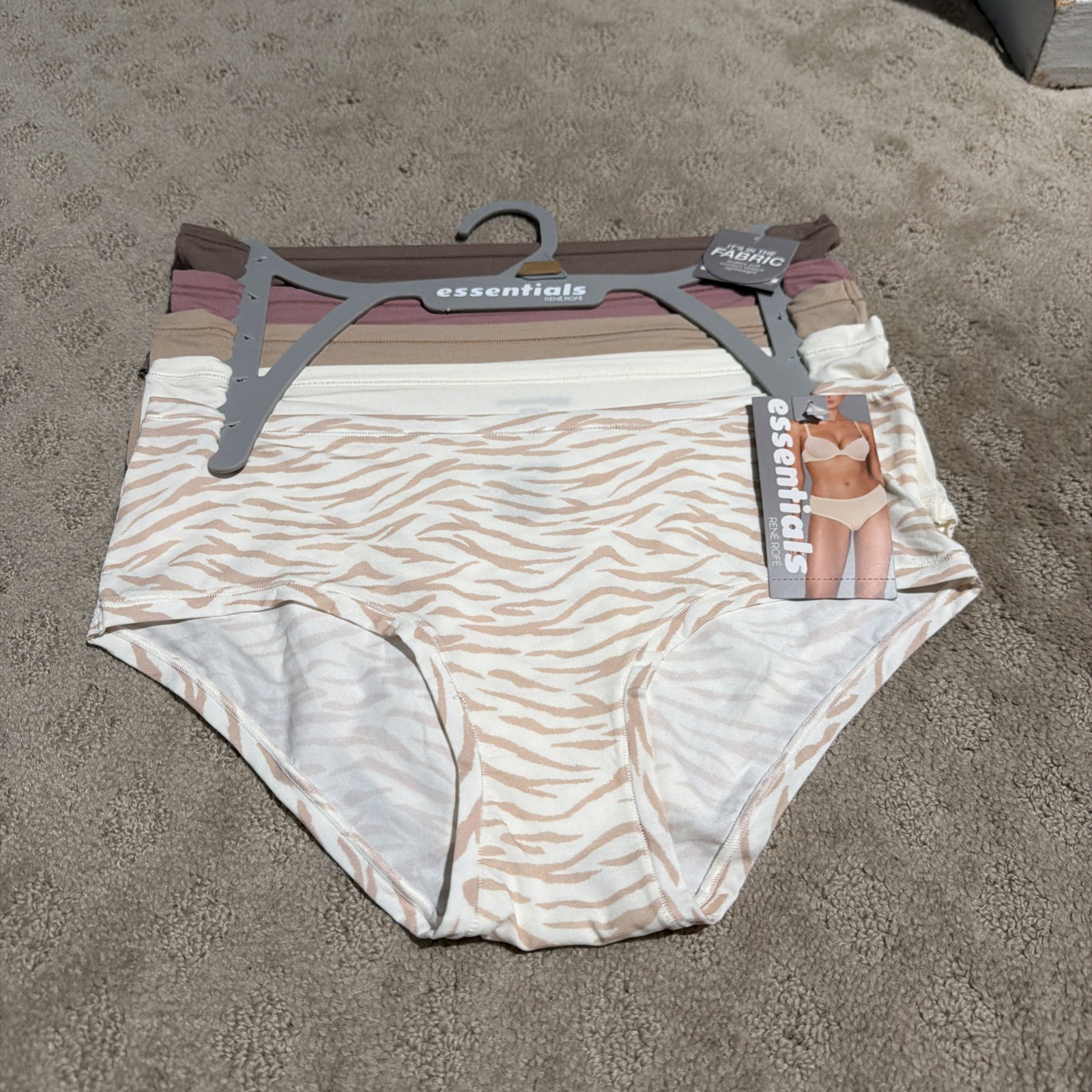 Essentials By Rene Rofe 5pk Multicolor Flexible Fit Hipster Panties. Sz M. NWT!