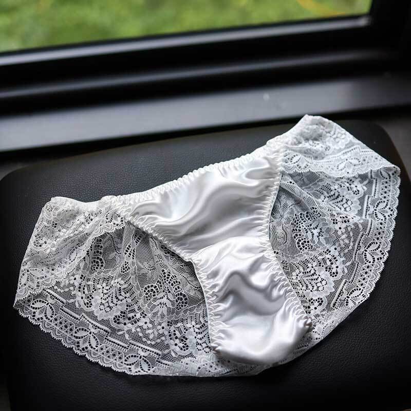 2 Pairs Silk Panties Lace Back Sheer Sexy Underwear Hipsters Knaughty Knickers
