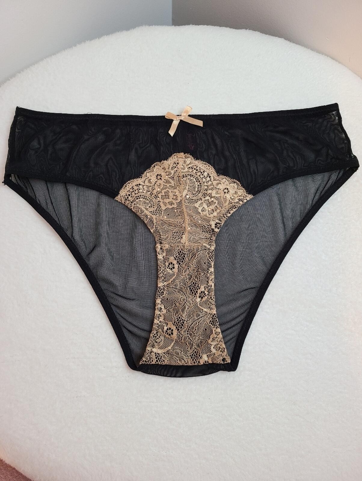Y2K Fantasy Lingerie Sexy Sheer Mesh Lace Rhinestone Cheeky Panty 3X