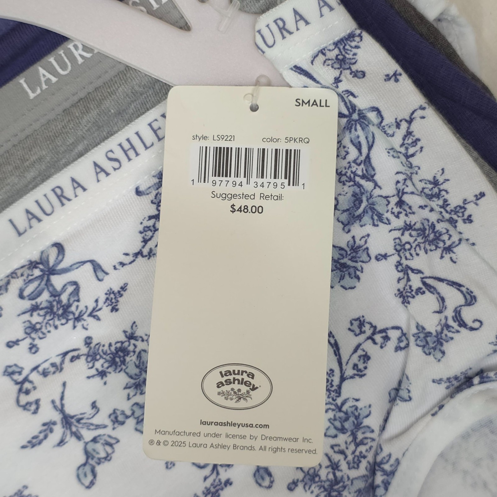 Laura Ashley Womens 5-Pack Cotton Spandex Panties Small Floral & Solid Tag Free