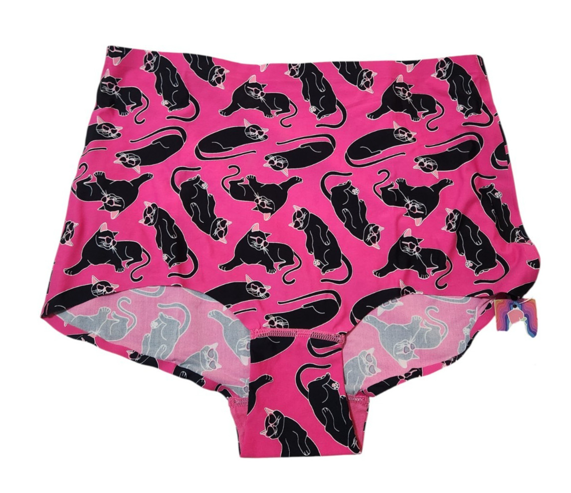 Cheek Boss Panty Womens XL Brief Underwear Panties Cat Sunglasses Pink Black