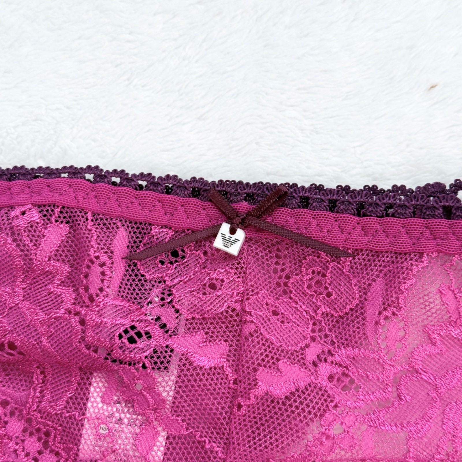 Vintage Emporio Armani Pink Lace Gardenia Thong NWT Deadstock Sexy Lingerie Y2K