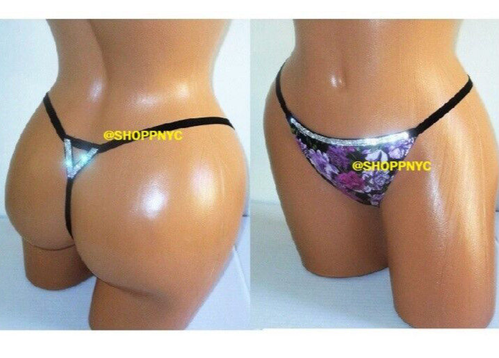 VICTORIA SECRET Bombshell V-String Panty SIZE S Rhinestone Bling Smooth $25