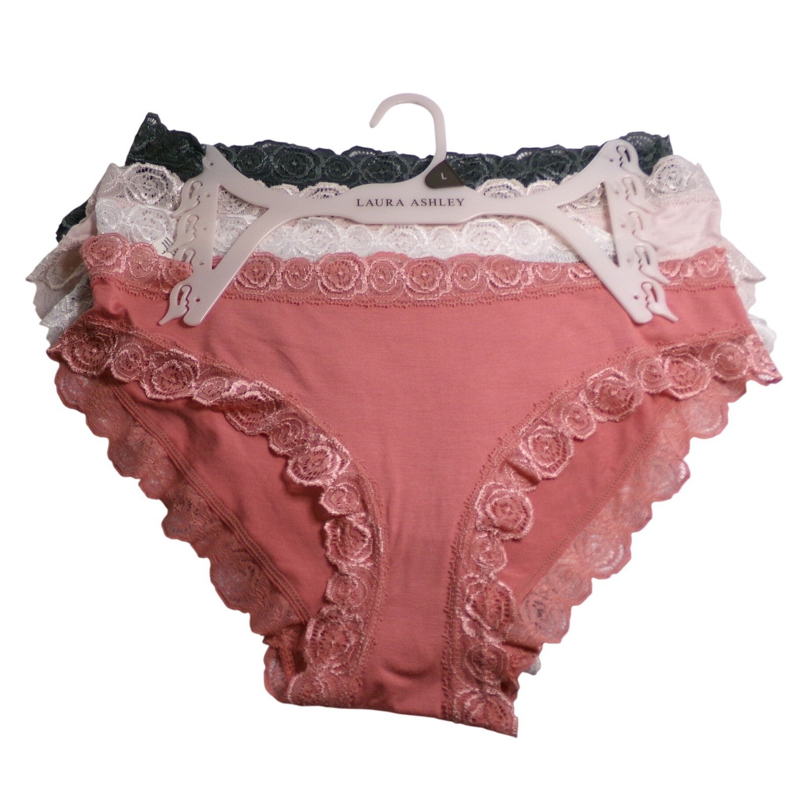 Laura Ashley Womens 4 Pack Bikini Panties Lace Trim Multicolor Size Large New